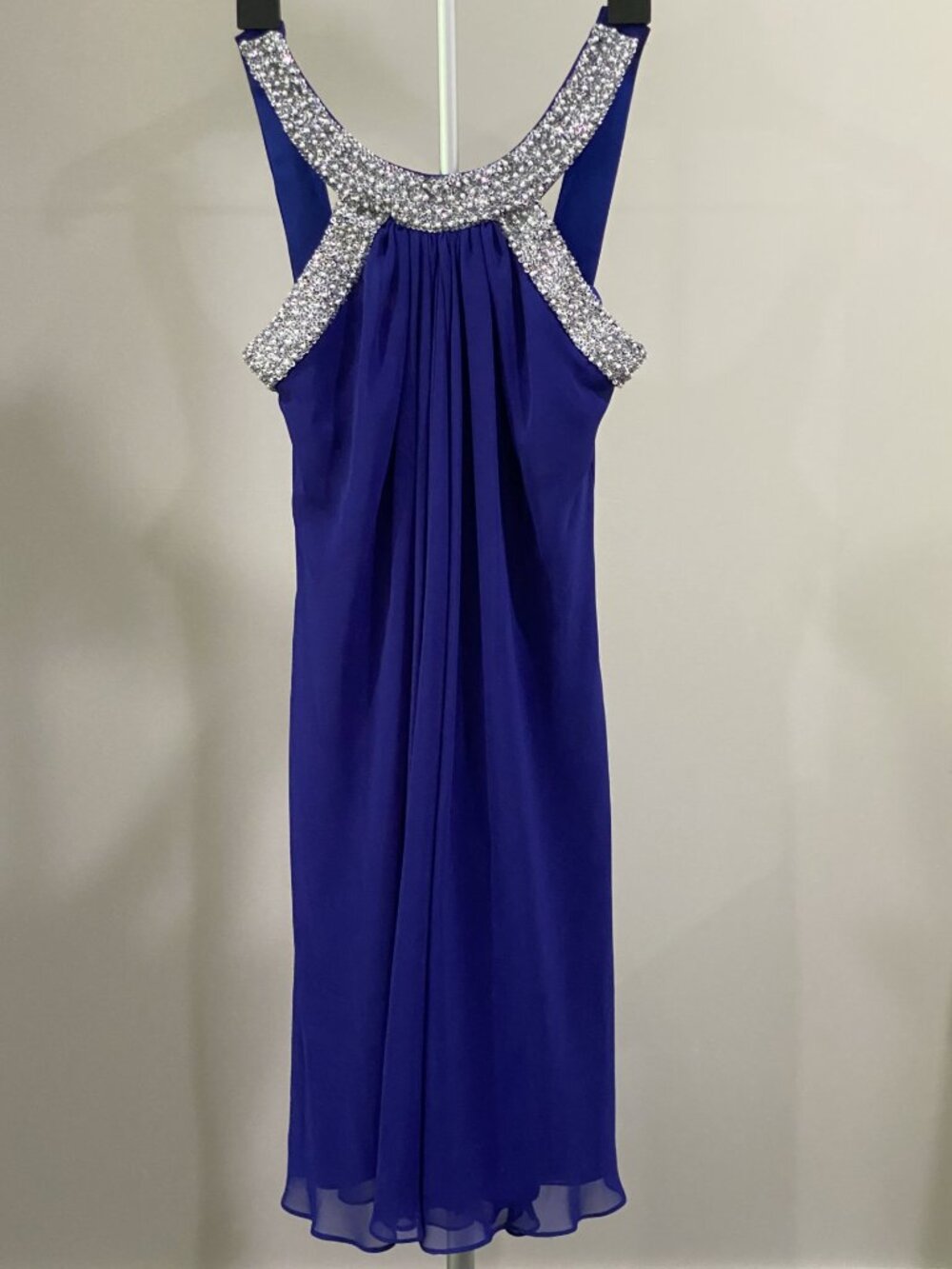 JS BOUTIQUE Royal Blue Beaded Neckline Dress - Size 8 US